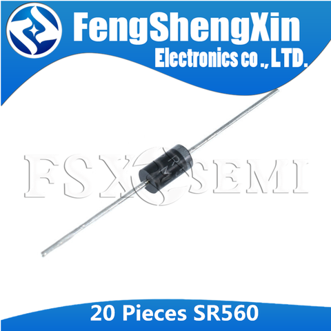 20pcs/lot SR560 60V 5A SB560 schottky diode Rectifier DO-27 ► Photo 1/1