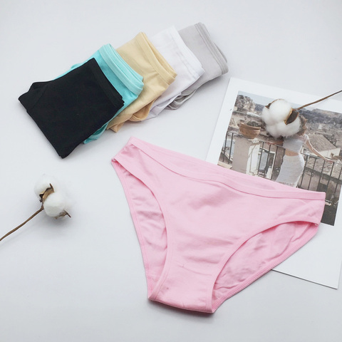 3 Pcs/Lot Hot Sale 2022 Good Quality Women Underwear Cotton Solid Color Brief Panties M L XL 9173 ► Photo 1/6