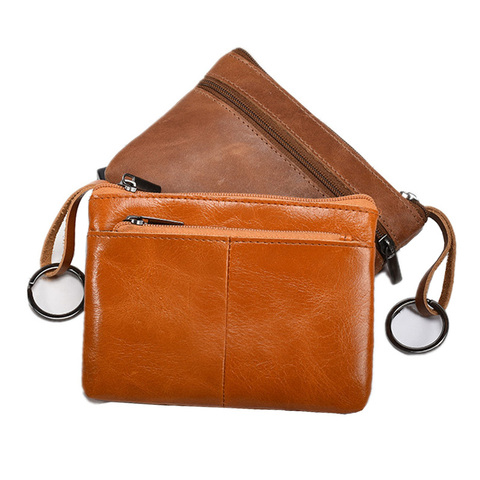 Men Mini Purse Genuine Leather Wallets for Women Zipper Pouch Short Wallet Small Money Bag Coin Bag Driver License Holder ► Photo 1/6