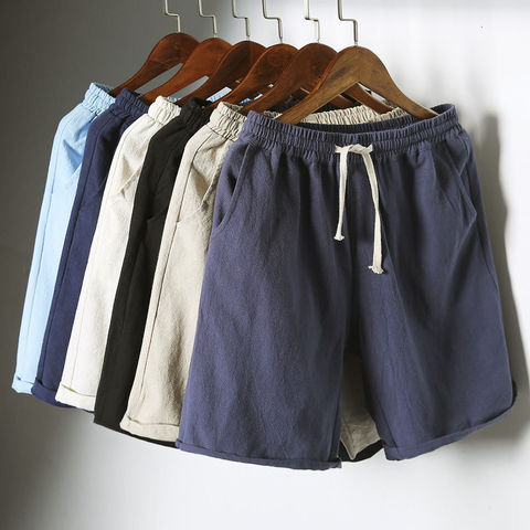MrGB Cotton Line Shorts Men 2022 Summer Beach Casual Shorts Baggy Basic Pockets Shorts Men's Clothing ► Photo 1/6