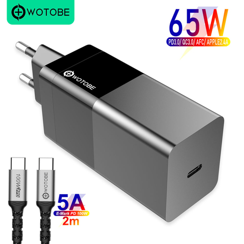 65W fast GaN mini Wall Charger,USB C PD 65W QC3.0 for TYPE C Thunderbolt 3 laptop iphone11/SE S10/S20/Note 10/9 XPS 13/15/17 ► Photo 1/6