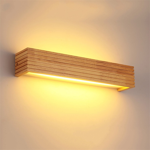 Modern Japan Style Led Oak wooden Wall Lamps Lights Bedroom Bed lamp bathroom Home Wall Sconce solid wood wall light fixtures ► Photo 1/5