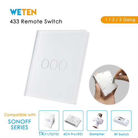 433Mhz Remote Control Wall Touch Switch for Sonoff TX T1 T2 T3 EU UK US Sonoff 4CH Pro R2 Slampher RF Wifi Light Switch ► Photo 1/6