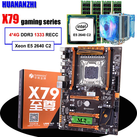 Discount motherboard HUANANZHI deluxe X79 LGA2011 motherboard with M.2 slot CPU Xeon E5 2640 C2 with cooler RAM 16G(4*4G) RECC ► Photo 1/6
