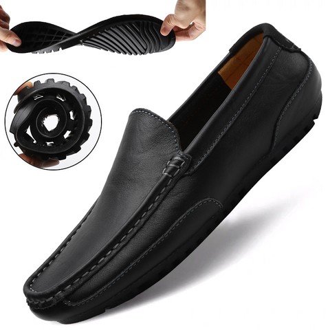 Genuine Leather Casual Shoes Men High Quality 2022 Mens Loafers Moccasins Breathable Slip on Black Driving Shoes Plus Size 37-47 ► Photo 1/6