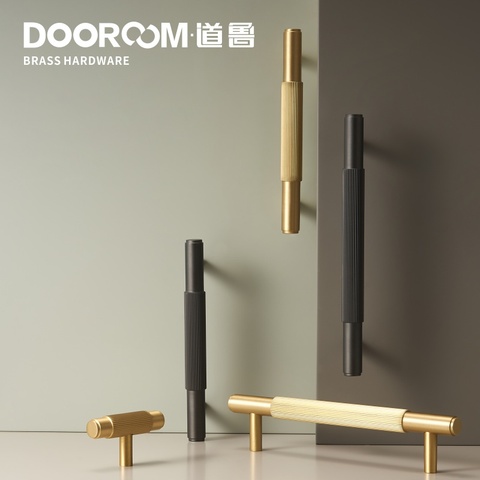 Dooroom Brass Furniture Handles Modern Brass Grey Wardrobe Dresser Cupboard Cabinet Drawer Shoe Box Wine Bar Pulls Knobs ► Photo 1/6