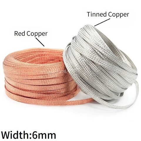 6mm Tinned Plating Copper Braided Sleeve Metal Sheath Anti Interference Screening Audio Speaker Wire Wrap Signal Cable Shielding ► Photo 1/6