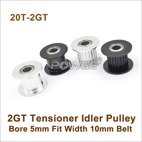 POWGE 20 Teeth 2GT Idler Pulley Bore 5mm For Width=9/10mm GT2 2M Belt 20T 20Teeth GT2 Passive Pulley With Bearing 20-2GT ► Photo 1/6