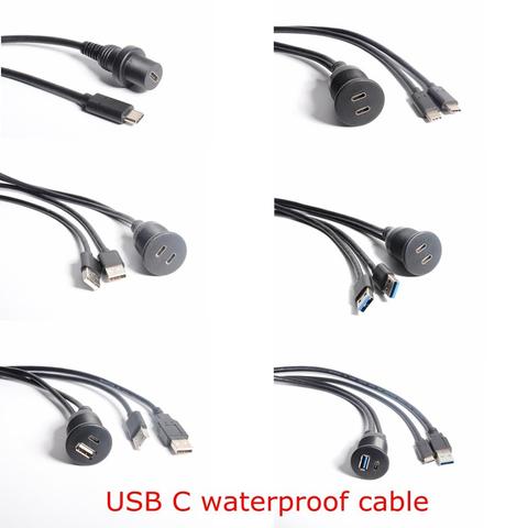 1M USB-C IP67 Waterproof Cable Dual port type-c USB 3.1 3.0 2.0 IP 67 Male to Female Panel Mount Water Proof Extension cord ► Photo 1/6