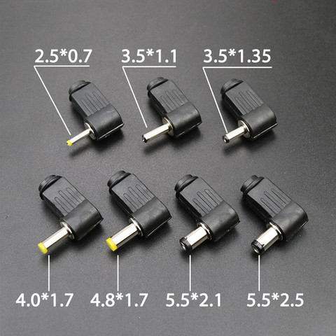 5PCS 5.5x2.5 5.5x2.1 4.8x1.7 4.0x1.7 3.5x1.35 3.5x1.1 2.5x0.7mm Male DC Power Plug Connector Angle 90 L Shaped Plugs ► Photo 1/6