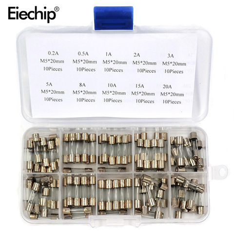 100Pcs/Box 5x20mm Fast-blow Glass Fuse Assorted Kit 0.2A 0.5A 1A 2A 3A 5A 8A 10A 15A 20A Amp Fuses Electrical Fuse Tube Mix Set ► Photo 1/4