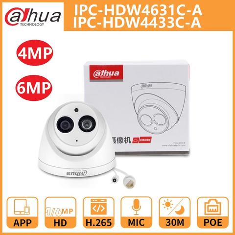 Dahua Network IP Camera DH IPC-HDW4433C-A 4631C-A IR30m Starlight Camera Built-in Mic Network PoE Onvif Replace IPC-HDW4431C-A ► Photo 1/6