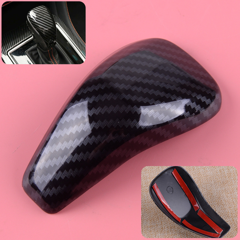 beler Carbon Fiber Black Style Car Gear Shift Lever Knob Cap Cover Trim Fit for Subaru Crosstrek XV Forester 2022 ► Photo 1/3