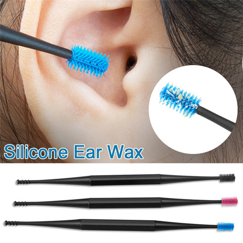 1PC Soft Silicone Ear Pick Double-ended Earpick Ear Wax Curette Remover Ear Cleaner Spoon Spiral Ear Clean Tool Spiral Design ► Photo 1/6