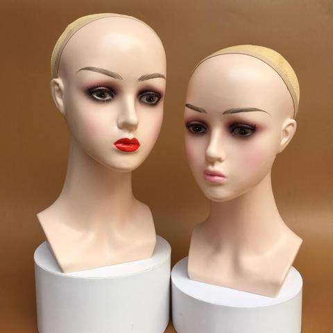 Female Professional Cosmetology Bald Mannequin Head for Making Wigs, Displaying Wigs, Glasses, Hair with Wig Net Cap ► Photo 1/6