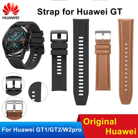 Original 22mm FKM Watch Band Leather straps for huawei Watch GT 2 Elite Edition Stianless Stell Strap ► Photo 1/3