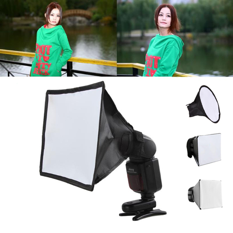 Flash Diffuser Reflector Softbox Professional Mini Photo Diffuser Round Square Soft Light Box for Canon Nikon Sony Camera ► Photo 1/6