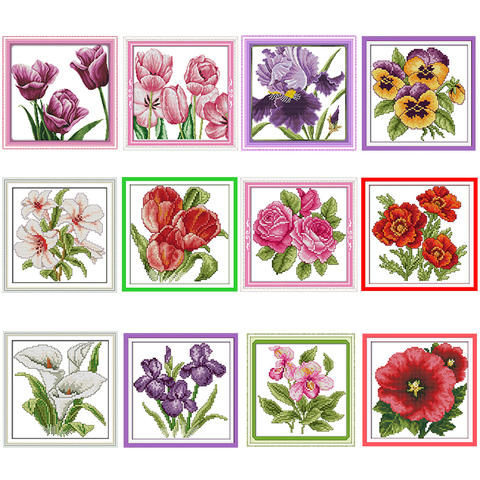 Flower of Happiness Mini Handmade Cross Stitch Kit 14ct 11ct Plant Flower Series Pattern DIY Canvas Embroidery Kit Needlework ► Photo 1/6