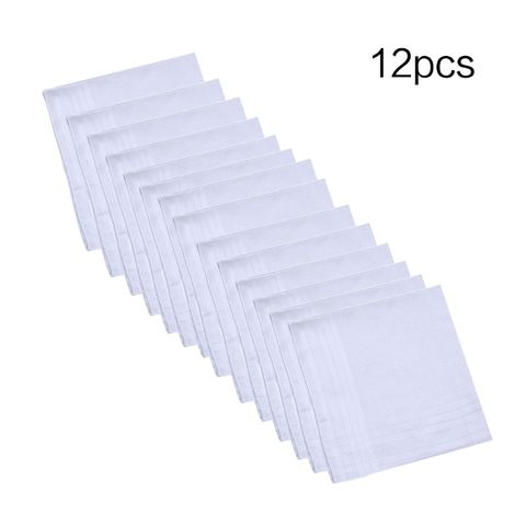 12Pcs/Set 40x40cm Men Women Cotton Handkerchiefs Pure White Classic Hankies Jacquard Striped Pocket Square Towel DIY Painting ► Photo 1/6