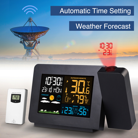 FanJu Digital Alarm Clock Weather Station Wireless Sensor Outdoor Thermometer Hygrometer Snooze With Time Watch Projection Table ► Photo 1/6