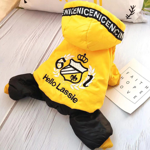 S-XXL One-Piece Dog Clothes Winter Overalls Warm Jumpsuit for Small Dogs Shih Tzu Ski Suit Yorkshire Thick Fleece Dog Hooded ► Photo 1/6