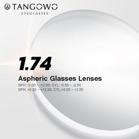 TANGOWO 1.74 Index Prescription Eye Glasses Myopia Brand Lens Clear Glasses Hard Scratch Resistant Aspheric Optical Lenses ► Photo 1/6