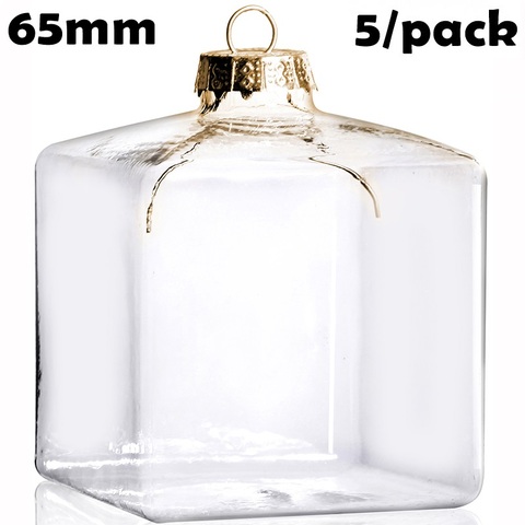 Promotion - DIY Paintable Clear Christmas Decoration Ornament 65mm Square Glass Square/Cube, 5/Pack ► Photo 1/4