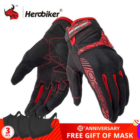 HEROBIKER Motorcycle Gloves Summer Breathable Guantes Moto Touch Screen Motocross Off-Road Gloves Motorbike Riding Gloves ► Photo 1/6