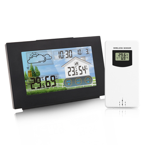 FanJu Weather Station Touch Screen Wireless Indoor Outdoor Temperature Humidity Meter Digital Alarm clock 1-3 Sensor -40℃ Tools ► Photo 1/6