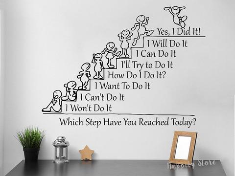 Which Step Have You Reached Today Motivation Quote Wall Decal Team Building Quotes School Class Rooms Wall Stickers Office G832 ► Photo 1/3