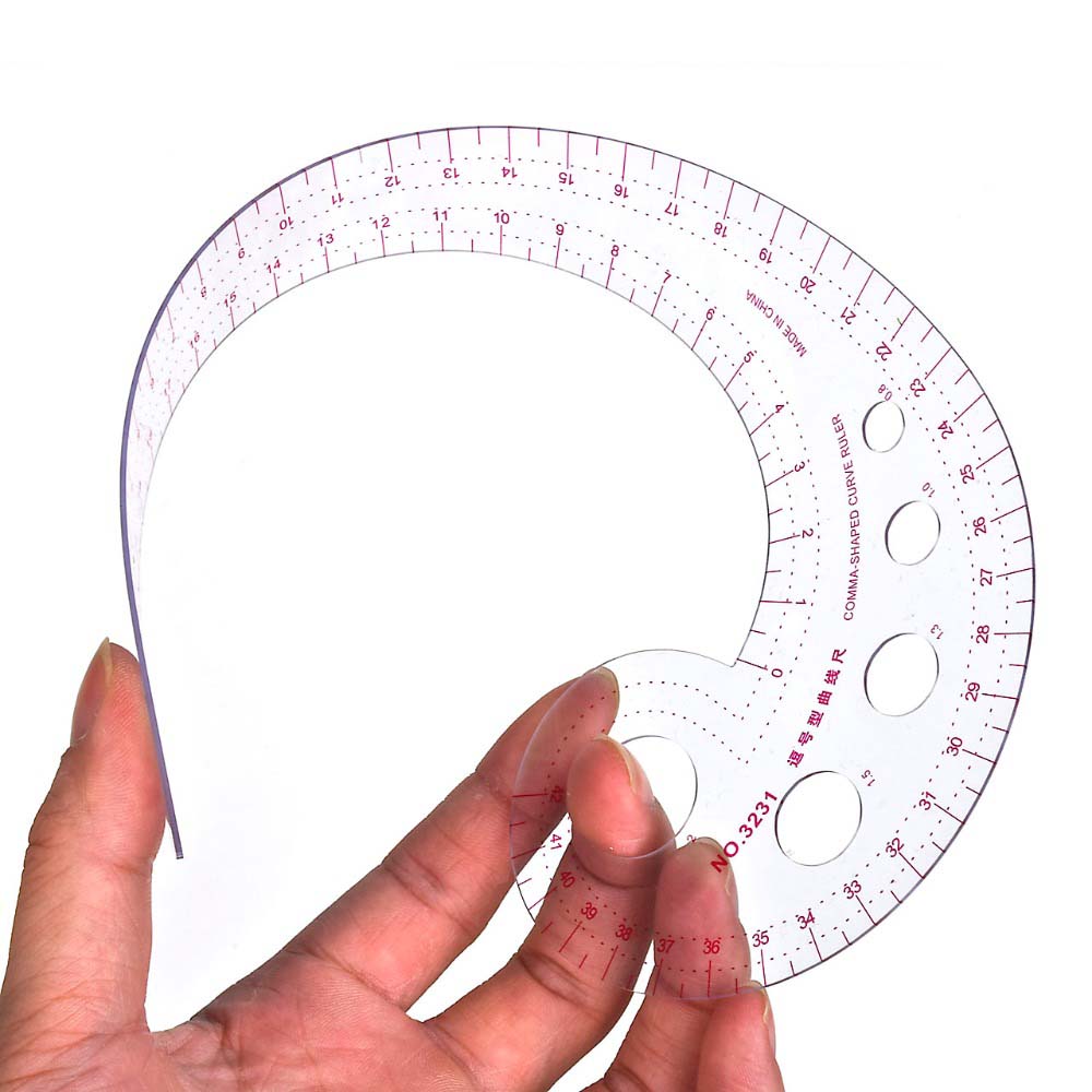 Comma Curve Flexible Ruler Transparent Curve Ruler for Dressmaking Tailor Support Tools and Easy Sewing Pattern Ruler