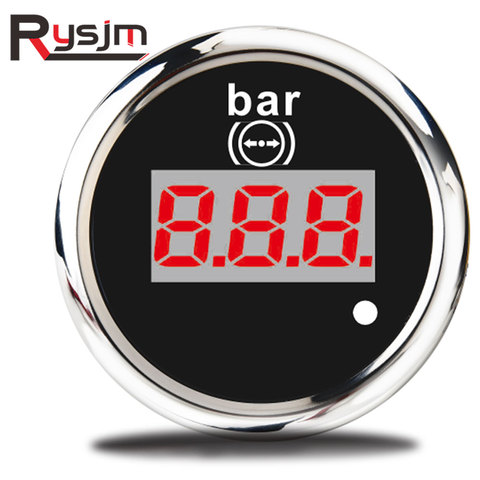 0-10 Bar 52mm Digital Air Pressure Gauge Waterproof Car Air Pressure Meter For Auto Truck Yacht 12V 24V Red Backlight With Alarm ► Photo 1/6