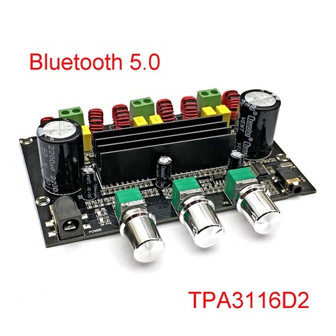 2*50W+100W Bluetooth 5.0 Dual TPA3116D2 Power Subwoofer Amplifier Board 2.1 Channel TPA3116 Audio Stereo Equalizer AUX Amp ► Photo 1/5