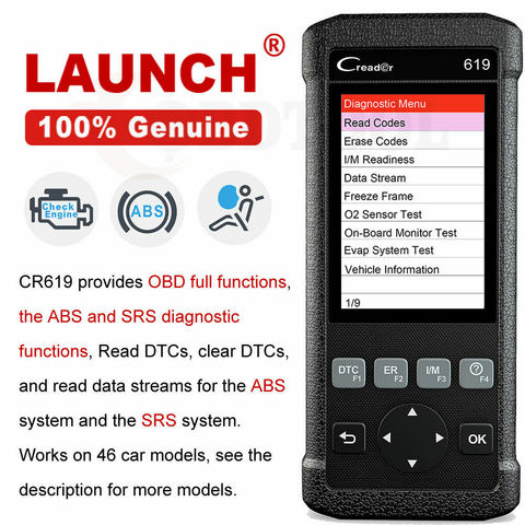 LAUNCH CR619 OBD2 Car Diagnostic Tool Engine ABS SRS Airbag Read Clear Error Code Auto Scanner LAUNCH OBD 2 Scanner Free Update ► Photo 1/6