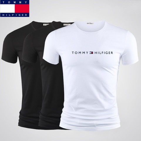 Price history & Review on Tommy Hilfiger cotton T men 2020 simple o solid tops clothing casual tshirt man streetwear cool tee | AliExpress Seller - Unlu Store | Alitools.io
