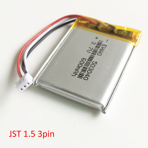 3.7V 600mAh battery Rechargeable 503040 JST ZH 1.5mm 3 pin connector Lithium Polymer Battery For Mp3 DVD Camera GPS bluetooth ► Photo 1/5