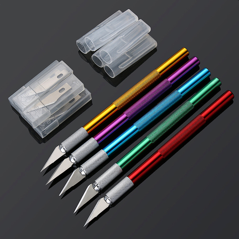 1PC Multi-color Metal Handle Non-Slip Knife With 6Pcs Blade Scalpel Engraving Cutter Sculpture Carving Knife Pastry Cake Tools ► Photo 1/1