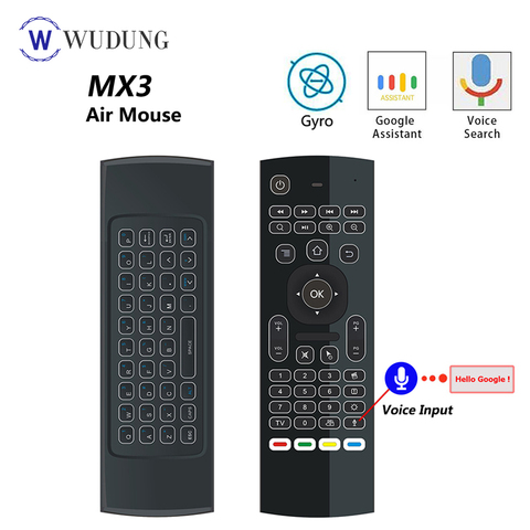 MX3 MX3-L Backlit Air Mouse Smart Voice Control 2.4G RF Wireless Keyboard Remote For X96 mini T9 A95X H96 MAX Android TV Box ► Photo 1/6