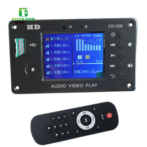 Bluetooth 5.0 Audio Video Decoder Alarm Time TFT CVBS Bluetooth Call Module mp4/mp5 HD Video FM APE/WAV/MP3 Decoding Board ► Photo 1/6