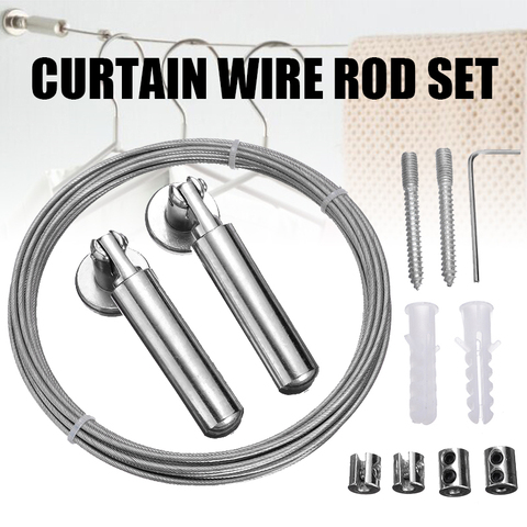 1Set Stainless Steel Curtain Wire Curtain Wire Rod Set Wire Rope Cable Tensioner Curtain Decorative Accessories Mayitr ► Photo 1/6