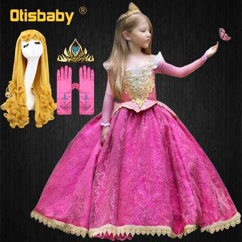 Fancy Girl Lace Floral Sleeping Beauty Princess Dress Little Girls Carnival Kids Elegant Rapunzel Queen Aurora Party Ball Gown ► Photo 1/6