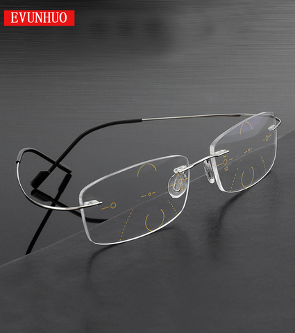 EVUNHUO Titanium alloy Smart Zoom Asymptotically Multi-focal Progressive Reading Glasses Non spherical lenses reading glasses ► Photo 1/6