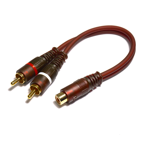 0.2Meter RCA Female to 2*RCA Male Y-Splitter Audio Cable 20cm RCA Plug M to FM Audio Line Converter Adapter for Car Audio System ► Photo 1/3