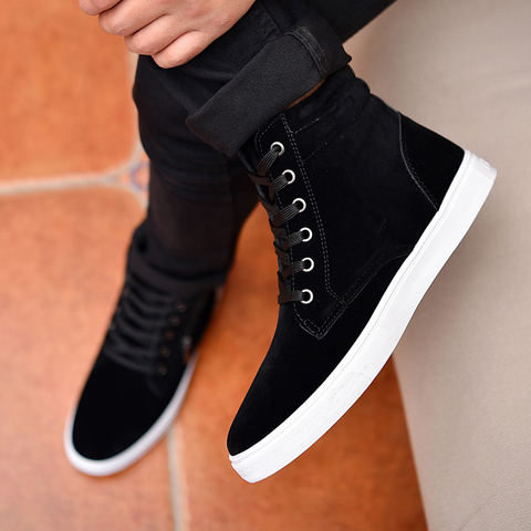 Suede High Top Sneakers Men Boots Spring/autumn Classic Western Boot Homme Black Blue Ankle Boots Mens Shoes Casual Men Sneakers ► Photo 1/6