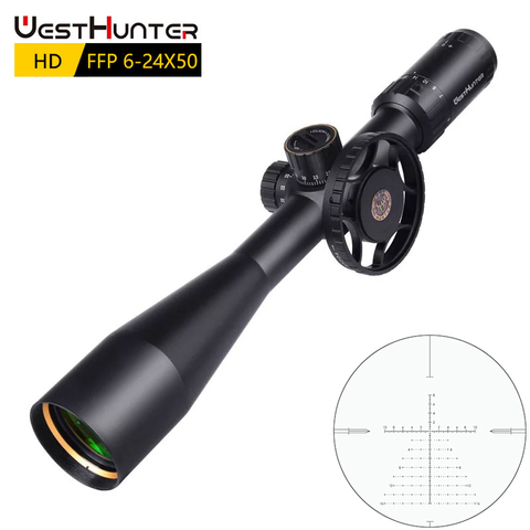 WESTHUNTER HD 6-24X50 FFP Scope Long Range First Focal Plane Riflescope Side Parallex Wheel Turrets Lock Reset Optical Sights ► Photo 1/6