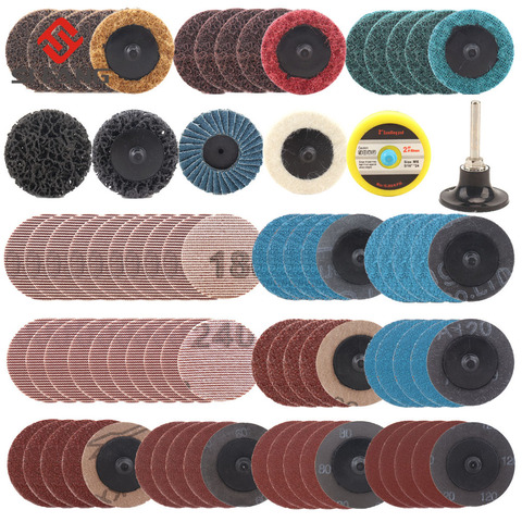 81pcs 2 Inch 50mm Roloc Sanding Discs Roll Lock Surface Sanding Discs Pad Polishing Sandpaper Quick Change Disc For Rotary Tool ► Photo 1/6