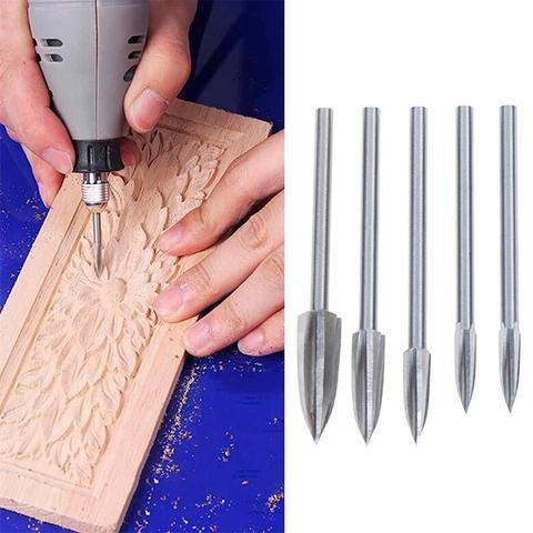 5PCS/SET Wood Engraving Drill Bit Set Steel Solid Carbide Grinding Burr For Woodworking Drilling Carving Engraving ► Photo 1/6