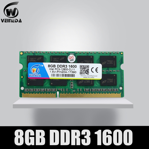 VEINEDA DDR3 8gb laptop Sodimm Ram 1.5v ddr3 1333MHz 1600MHz Memory Ram ddr 3  204pin For AMD Intel Laptop ► Photo 1/5