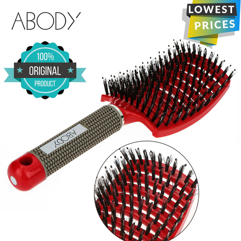 Abody hair brush Massage Comb Nylon Hairbrush Women Wet Curly Detangle Hair Brush Massager For Salon Household Styling Tools ► Photo 1/6