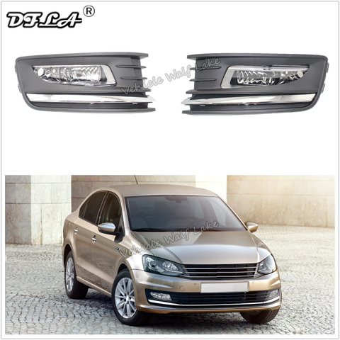 For VW Polo Sedan 2016 2017 2022 car-styling Front Bumper Halogen Fog Lamp Fog Light And Fog Lamp Grille ► Photo 1/6